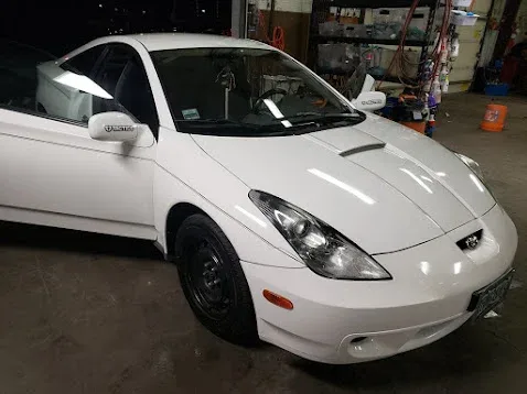 Toyota Celica white coupe exterior after full auto detail — Blue Rose Auto Detailing Springfield OR